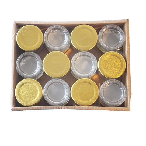 Pack x12 Frascos de Vidrio 25ml con Tapa Surtida Negra Dorada