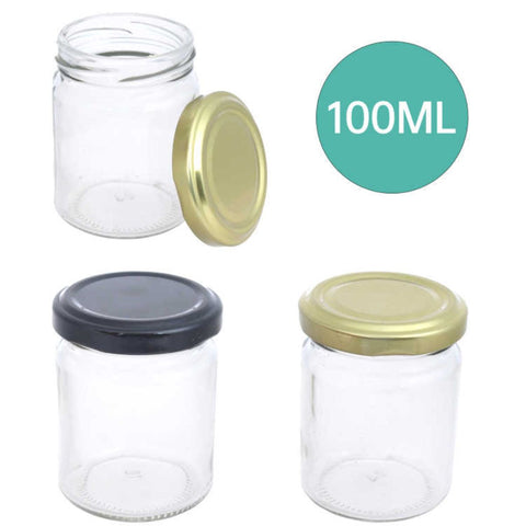 Pack 24 Frascos De Vidrio Conserveros Con Tapa Metálica 100ML - Colores Variados
