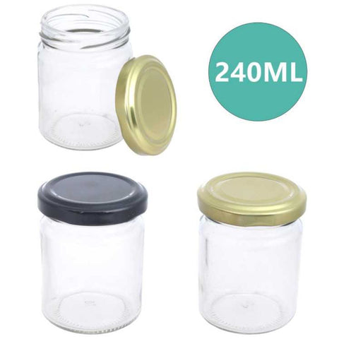 Pack de 24 Frasco Envase de Vidrio Conservero 240ml con Tapa Colores Variados