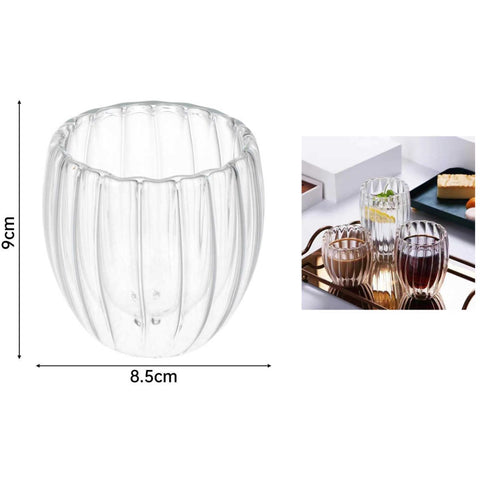Vaso de Vidrio Rayado 250 ml Doble Pared