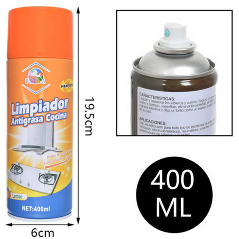 Limpiador Desengrasante en Aerosol Antigrasa De Cocina Spray 400ml