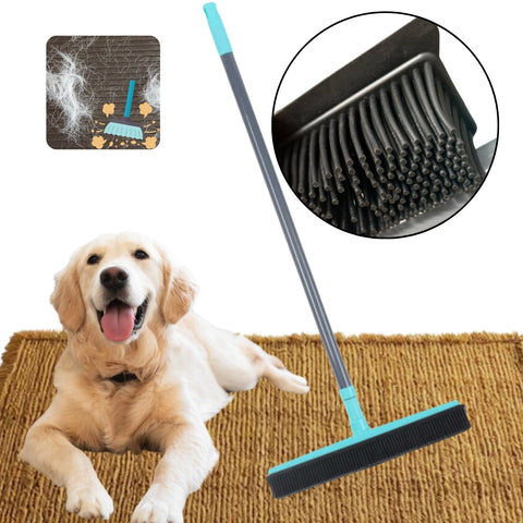 Escobillón de Goma Elimina Pelusas Pelos De Mascotas Mango Extensible - Escoba Limpieza Profunda y fácil