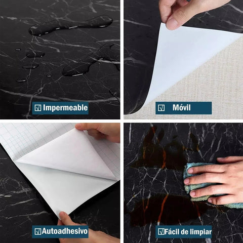Lámina de Papel Autoadhesivo 1.2x3m – Diseños de Mármol, Madera y Más