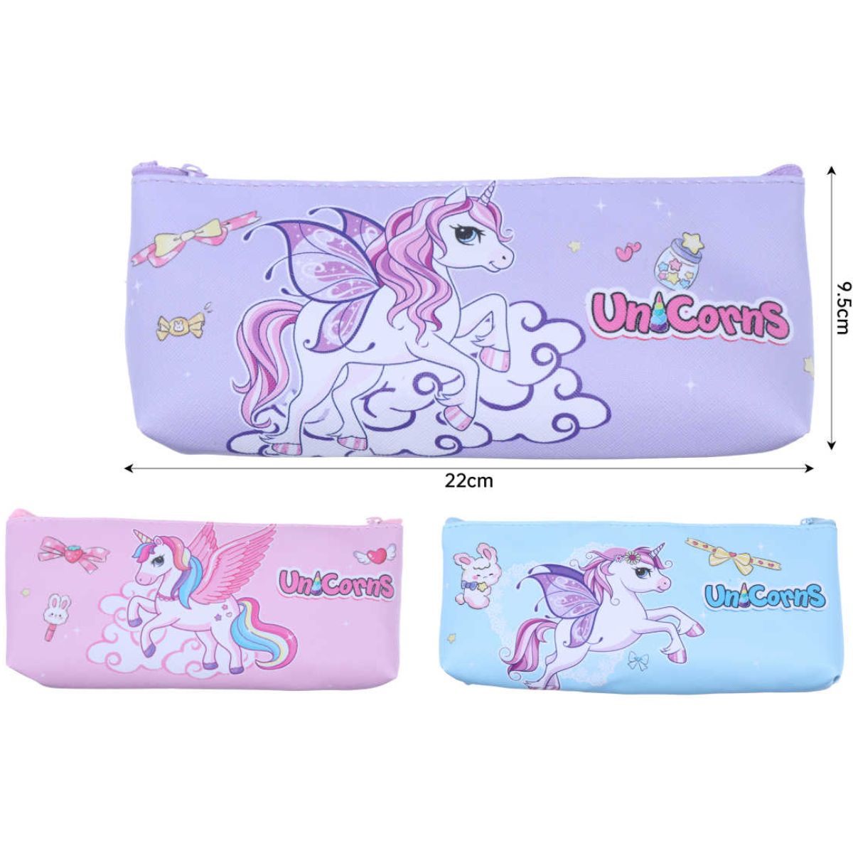 Estuche Escolar Diseño Unicornio Infantil 22Cm