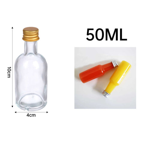 Mini Botella de Vidrio 50ml con Tapa Metálica