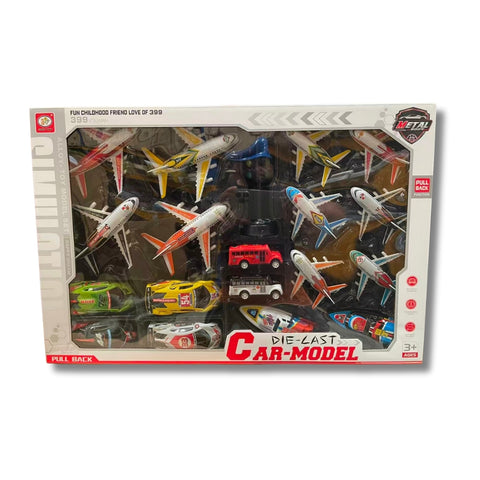 Set de Vehículos Aviones Metálicos con Retrofricción 399 – Autos, Aviones