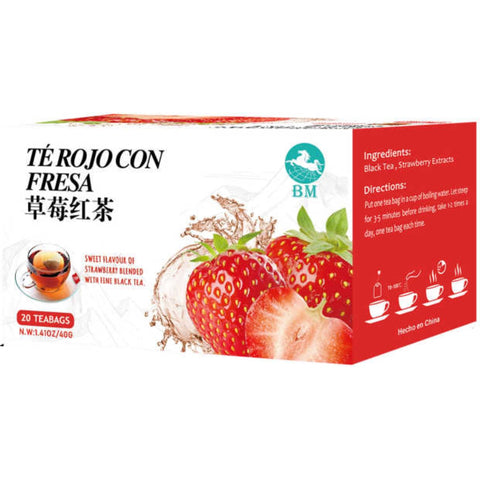 Té Rojo de Fresa 40g - 20 Bolsitas de 2g por Caja