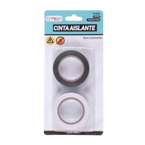 Pack x2 Cintas Eléctricas 1.9cm x 10m – Negro y Blanco