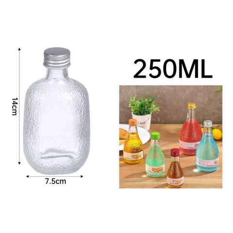 Botellita Redonda Texturizada Estilo Frost Con Tapa Metálica 250ml