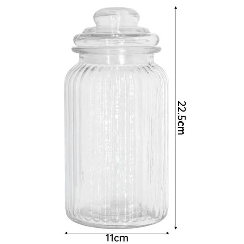 Frasco de Vidrio Estriado con Tapa Hermética – 1290ml