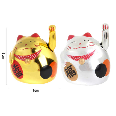 Gato de la Fortuna Feng Shui Suerte A Pilas – 3 Pulgadas, Color Plata o Dorado  Dinero Neki Maneko