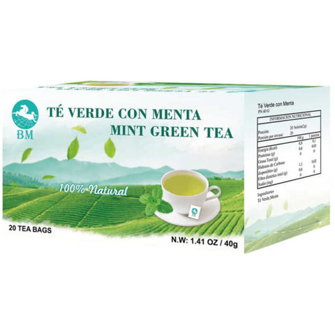 Té Verde con Menta 40g - 20 Bolsitas de 2g por Caja