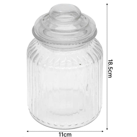 Frasco de Vidrio Estriado con Tapa Hermética – 960ml