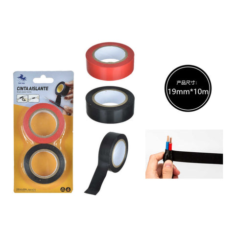 Pack x2 Cintas Eléctricas 1.9cm x 10m – Negro y Rojo
