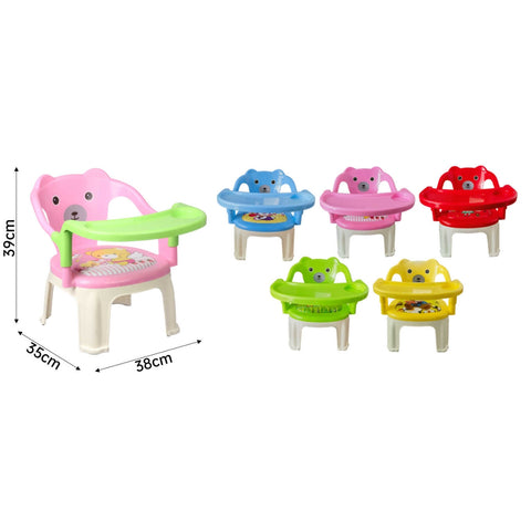Silla Comedor Infantil de Plástico con Posa Vaso Colores Variados – Modelo XL-009-B