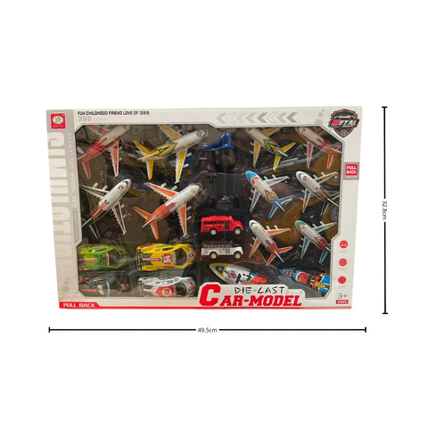 Set de Vehículos Aviones Metálicos con Retrofricción 399 – Autos, Aviones