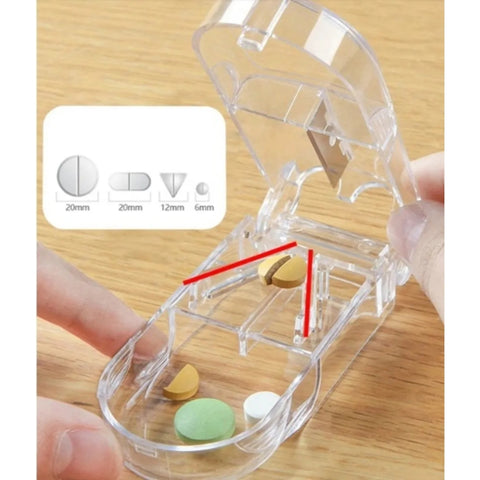 Cortador de Pastillas Transparente con Compartimiento y Hoja Segura