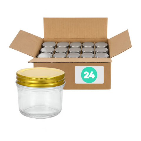 Pack 24 Frasco De Vidrio Conservero 100ml Tapa Metalica Colores Variados