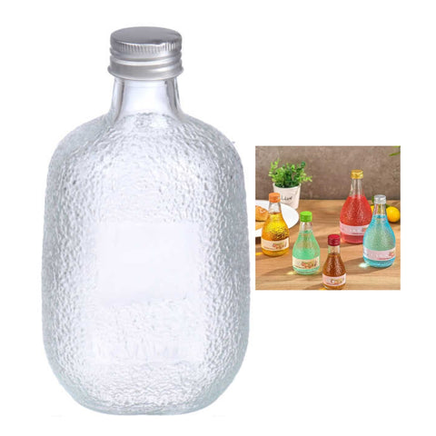Botella Redonda Texturizada Estilo Frost Con Tapa Metálica 500ml