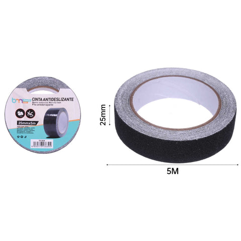 Cinta Antideslizante Negra 2.5cm x 5m - Adhesivo Fuerte para Seguridad