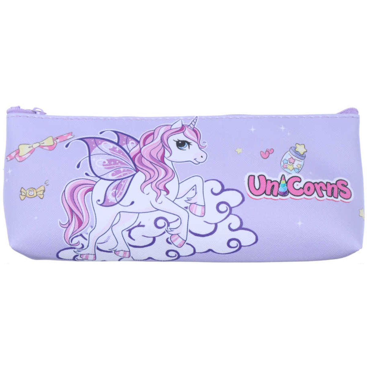 Estuche Escolar Diseño Unicornio Infantil 22Cm