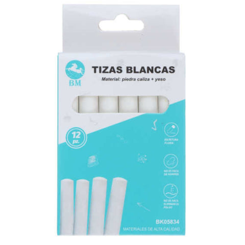 Set de 12 Tizas Blancas para Pizarra
