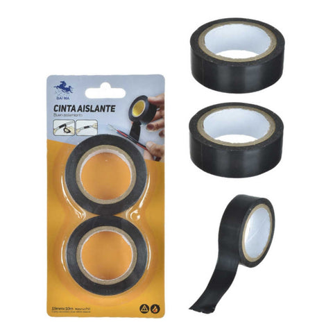 Pack x2 Cintas Eléctricas 1.9cm x 10m – Color Negro