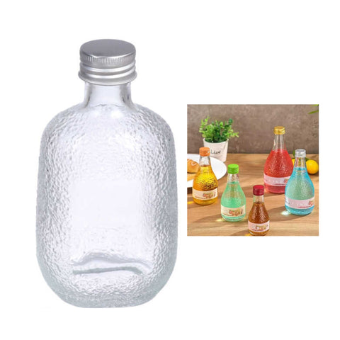 Botellita Redonda Texturizada Estilo Frost Con Tapa Metálica 250ml