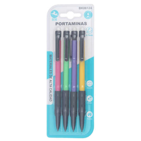Set de 4 Portaminas 0.7 mm - Rojo, Amarillo, Verde y Azul