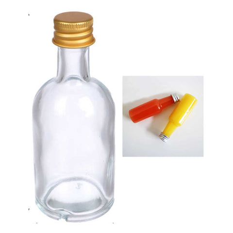 Mini Botella de Vidrio 50ml con Tapa Metálica