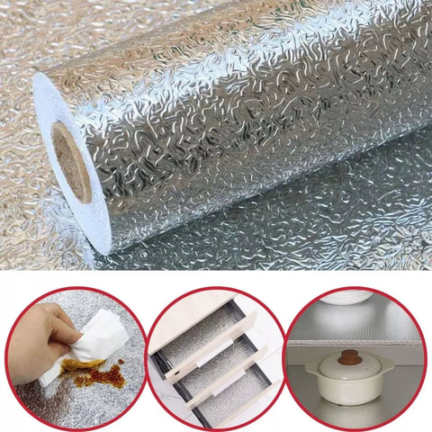 Rollo Papel Adhesivo Protector para Cocina Lavable – Plateado, 40 cm x 2 m
