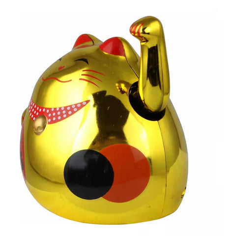 Gato de la Fortuna Feng Shui Suerte A Pilas – 3 Pulgadas, Color Plata o Dorado  Dinero Neki Maneko