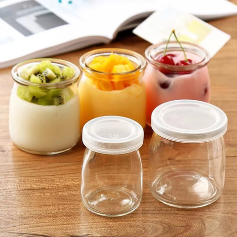 Pack de 6 Frascos de Vidrio Pudding 150 ml Con Tapa Plástica