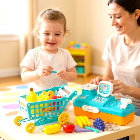 Set de Supermercado de Juguete con Caja Registradora – 43 Piezas