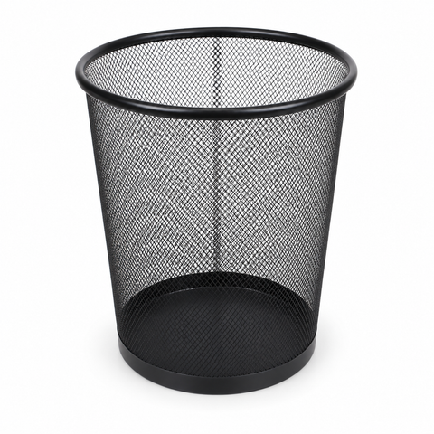 Papelero basurero metálico negro de malla pequeño