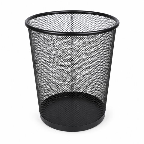 Papelero basurero metálico negro de malla grande
