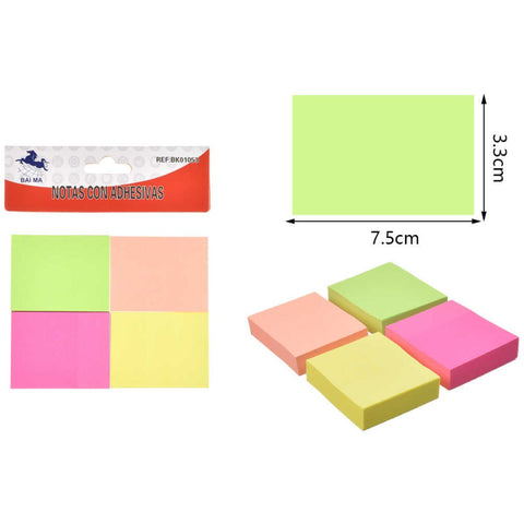 Notas Adhesivas B4-4 - Fluorescentes 3x4 cm