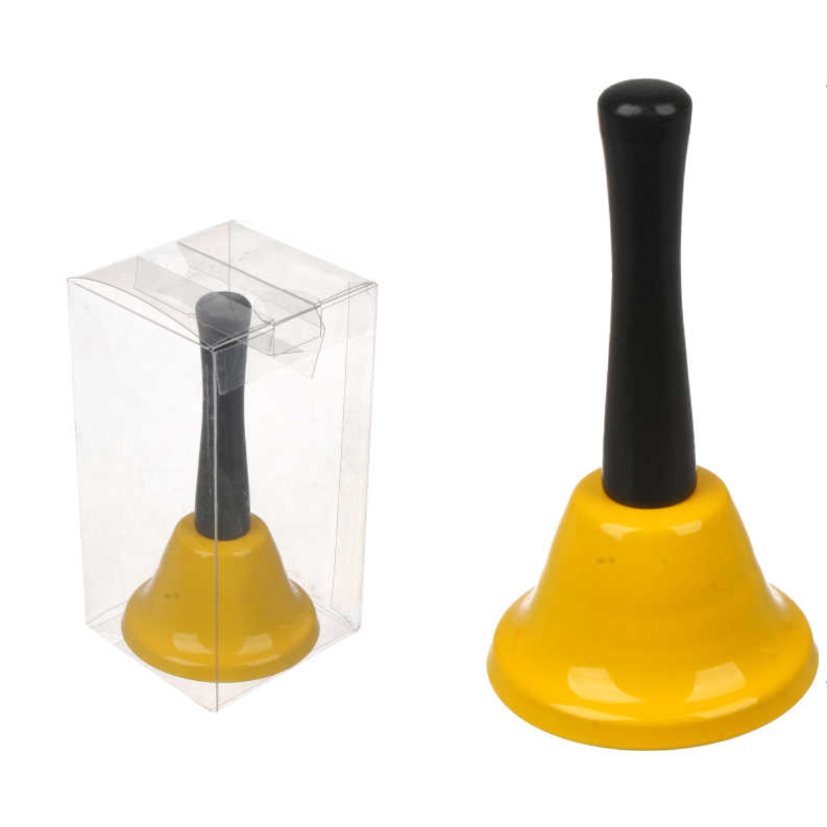 Campana de Mano con Mango 65 - Colores Naranja y Amarillo, Sonido Claro