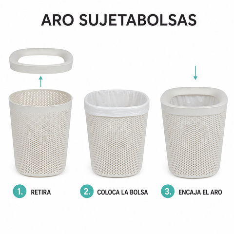 Cómo instalar la bolsa con el aro sujetabolsas desmontable
