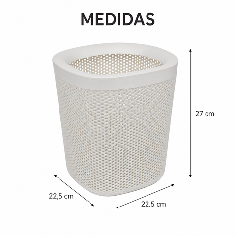 Medidas del papelero plástico: 22,5 x 22,5 x 27 cm