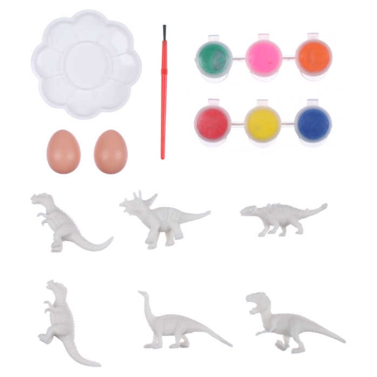 Set DIY de Pintura de Dinosaurios con 6 Figuras, 2 Huevos y Pincel