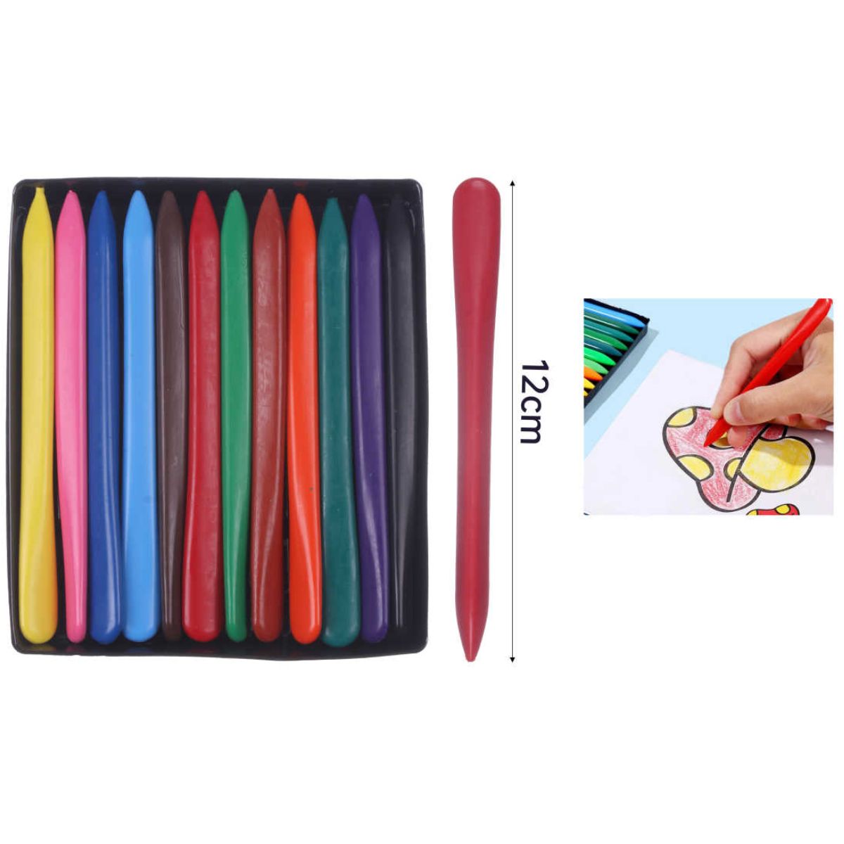 Set de 12 Crayones Plásticos - Colores Brillantes y Duraderos