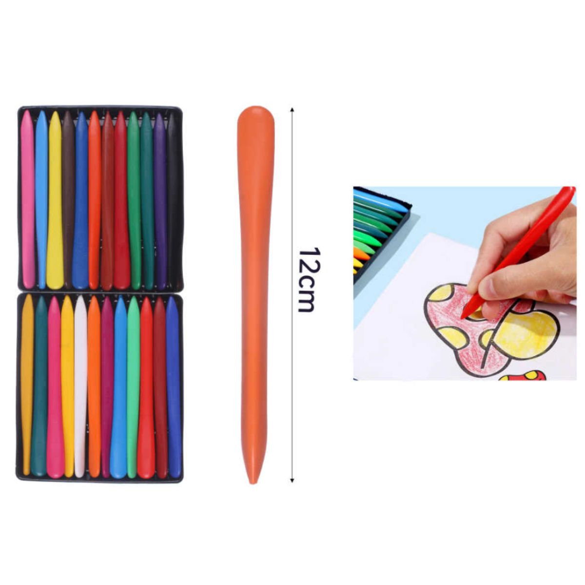 Set de 24 Crayones Plásticos - Colores Vivos y Duraderos