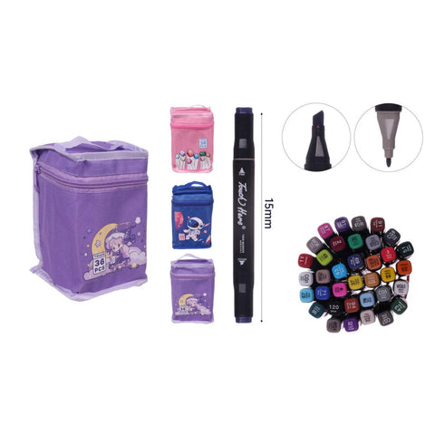 Set de 36 Marcadores con Estuche de Tela - Colores Vibrantes y Precisos