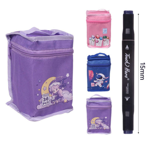 Set de 36 Marcadores con Estuche de Tela - Colores Vibrantes y Precisos