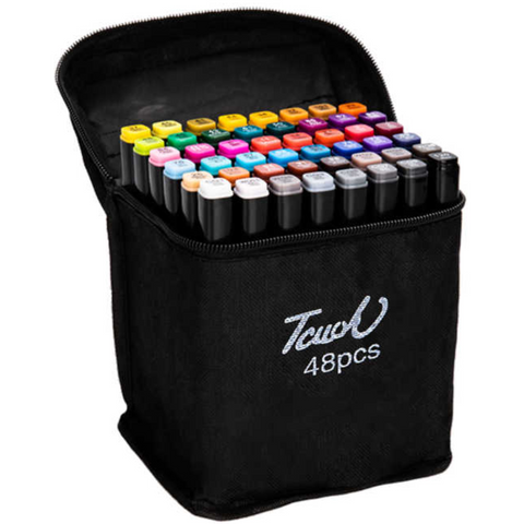 Marcadores de 48 Colores (Bolsa de Tela + Marcadores)