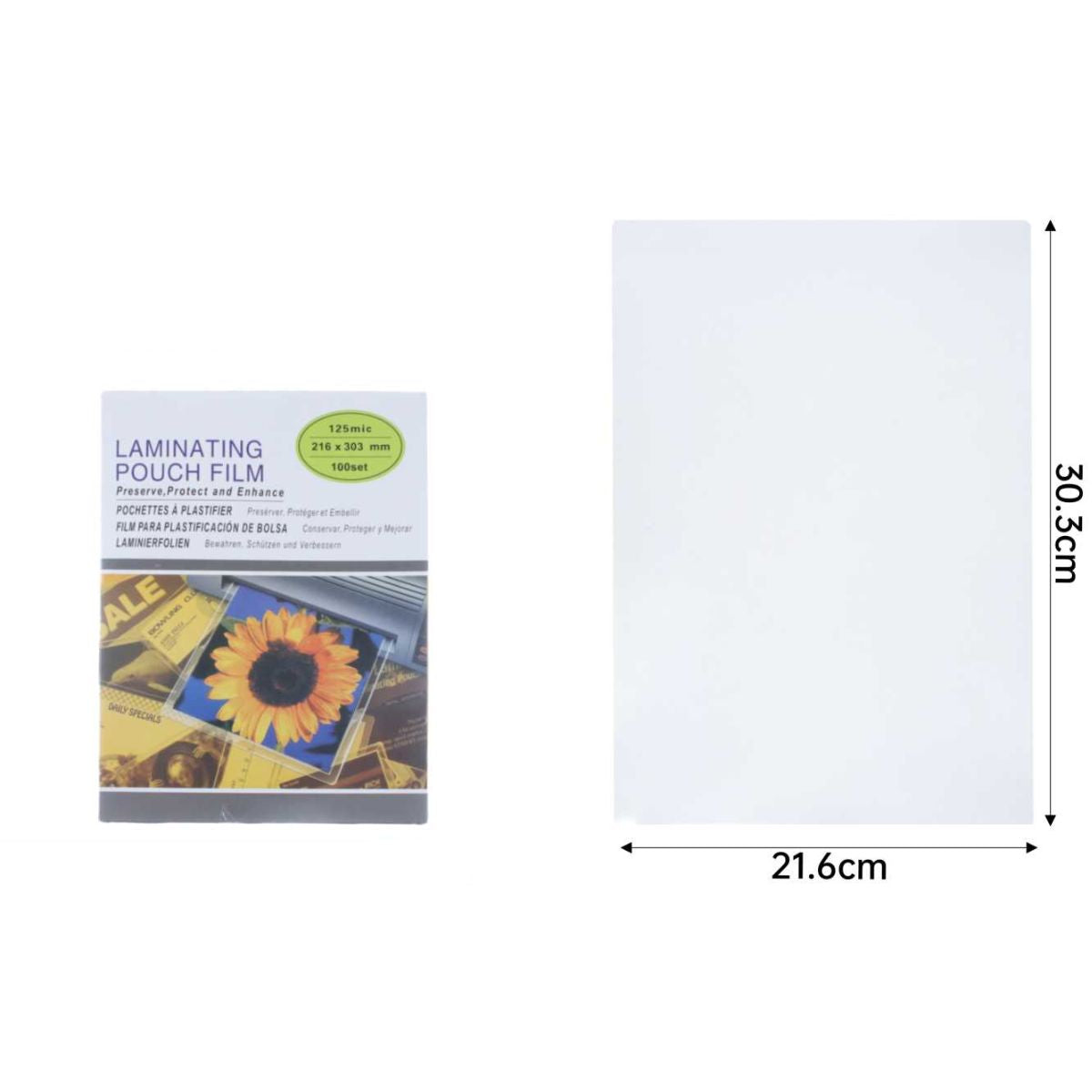 Papel para Plastificar 125 Micras - Pack de 100 Hojas