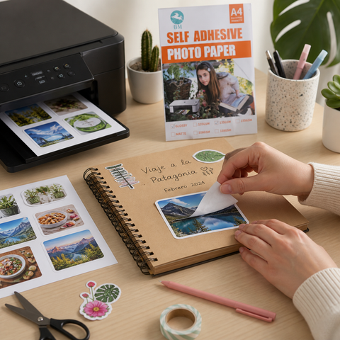 Uso de papel fotográfico adhesivo para fotos y stickers