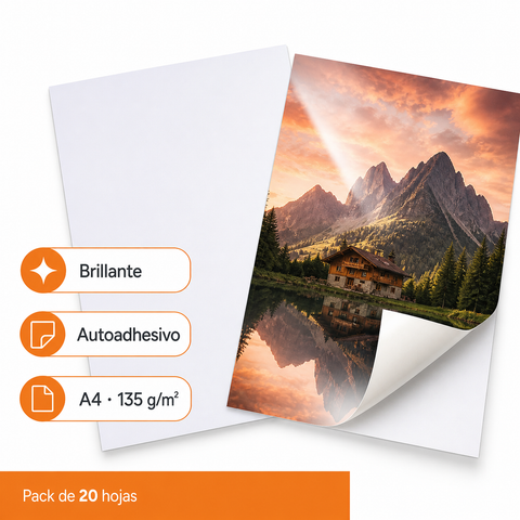 Papel autoadhesivo brillante A4 135 gramos