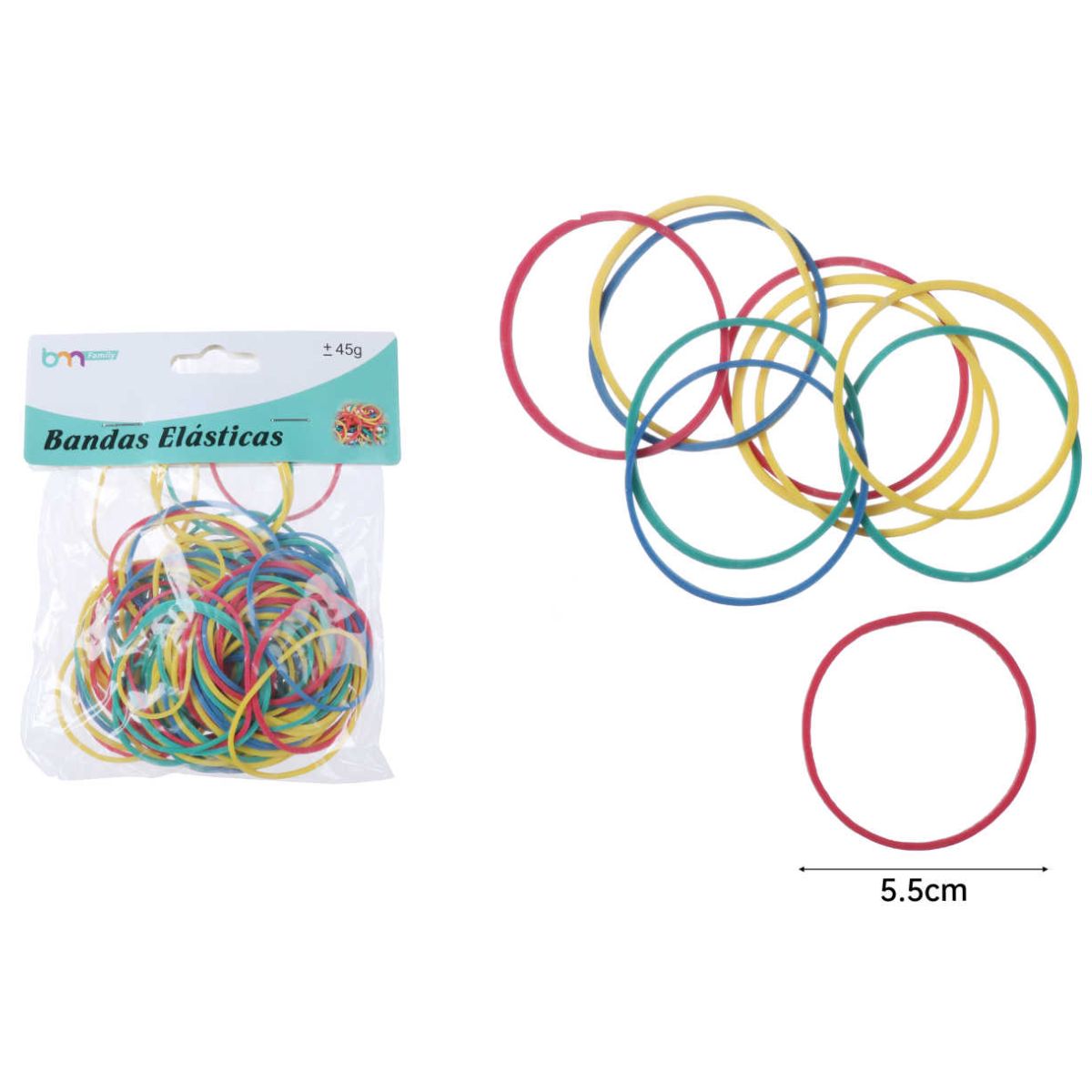 Bolsita de Elásticos de 45 g - 45 Unidades de Colores Variados para Diversas Aplicaciones